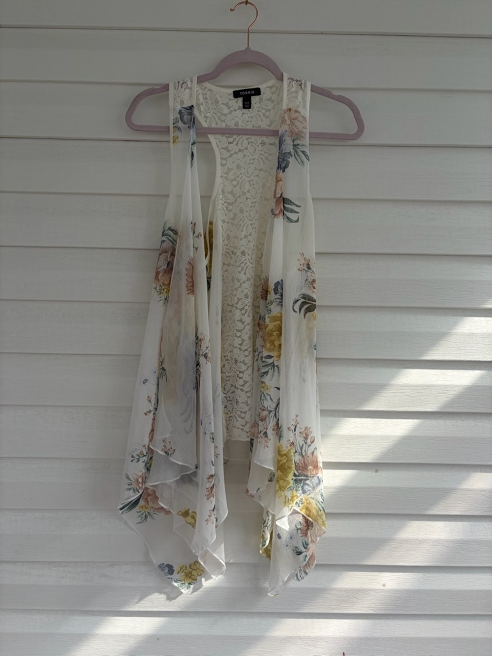 Floral Sheer Lace Vest Cover Up Boho Layering Piece Romantic Festival Kimono Top